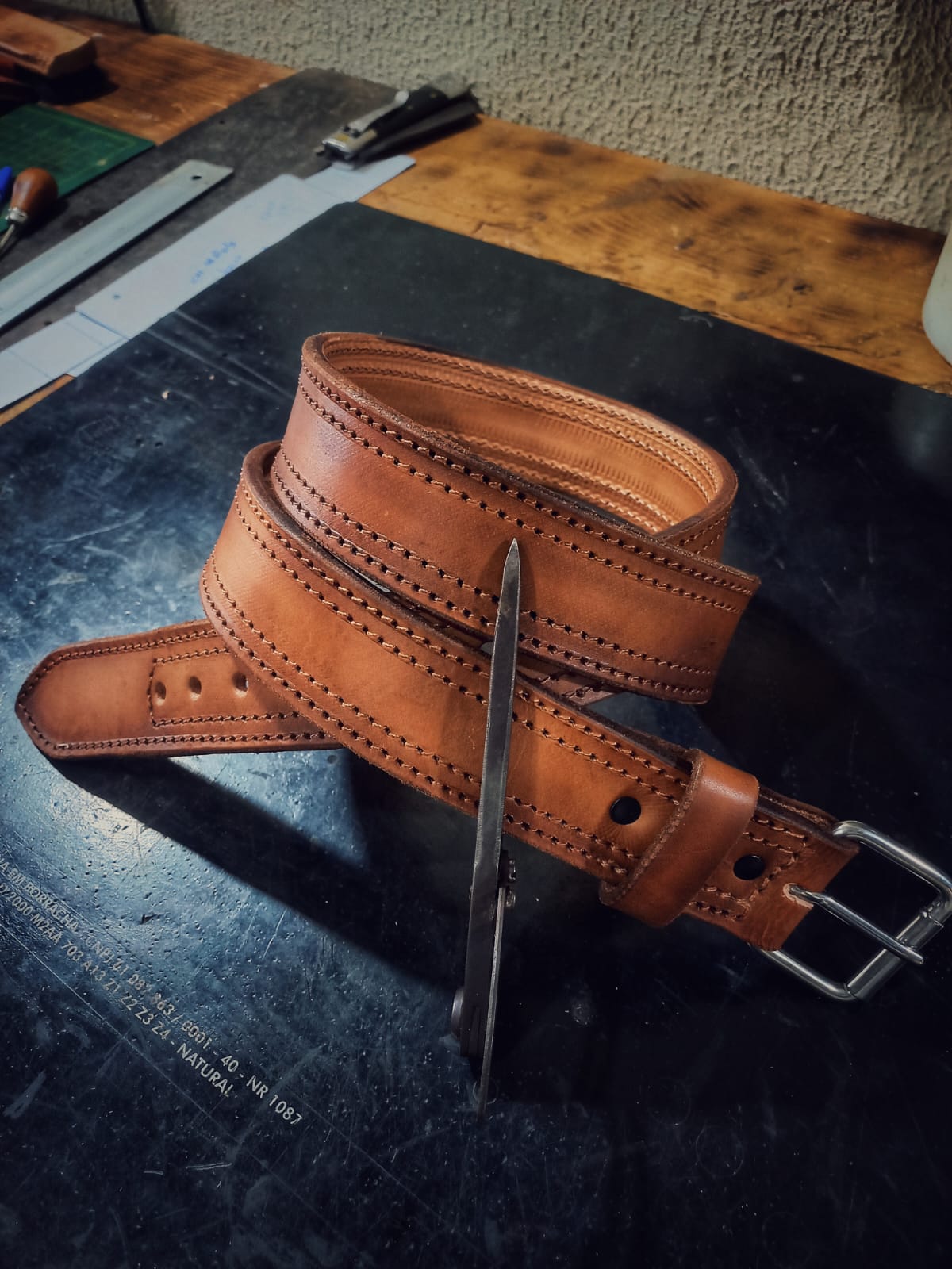 Cinto costura Dupla marrom